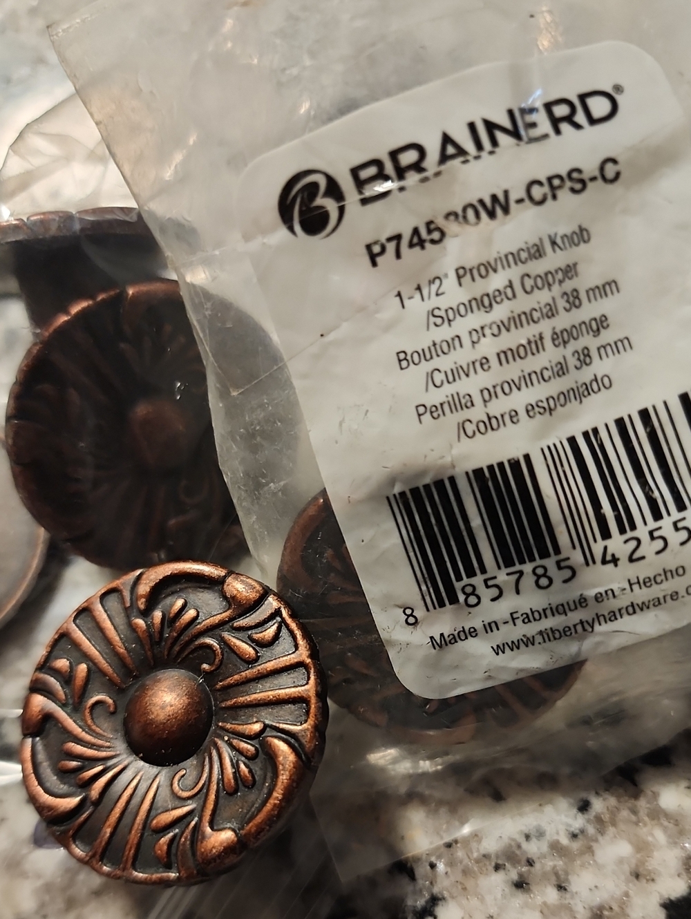 6 Copper Provincial Decorative Cabinet Knobs - 1-1/2"